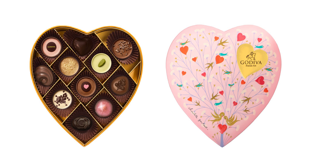 godiva情人节心形巧克力礼盒11颗装